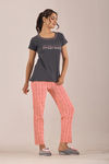 Sweet Moon Knit Cotton Pyjama Set - Peach Darkgrey — thumbnail 3